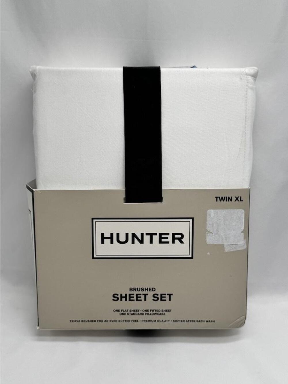 Hunter White Twin XL Brushed Sheet Set Solid Polyester Adult Bedroom Decor